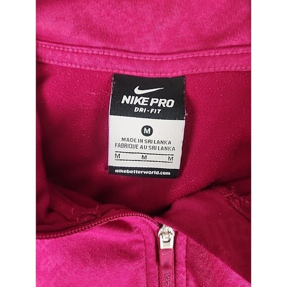 Nike Women’s Pro Dri-Fit Medium Pink 1/2 Zip Running Shirt Long Sleeve Pullover - Picture 11 of 14